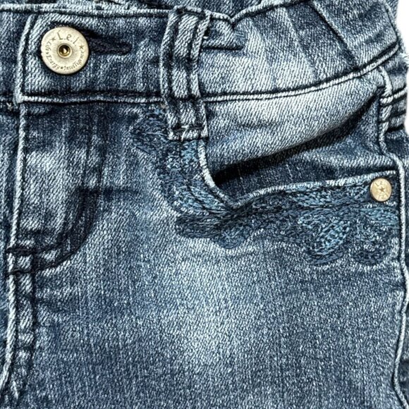 L.E.I. Denim Embroidery Jeans Sz 5R Wide leg Blue Distressed wide leg Ajustable - Picture 4 of 10